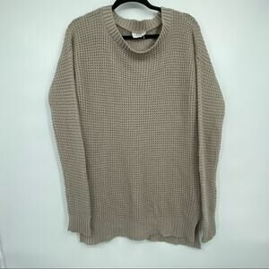 The Lovely Closet Women's Knit Beige Tan Tunic Length Sweater Size Large